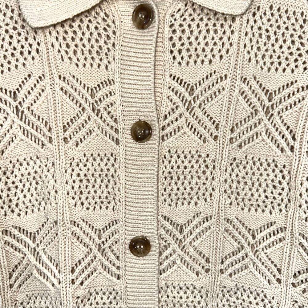 Rachel Zoe Cream Cotton Blend Knit Button Front Sweater Size Small - Picture 2 of 12